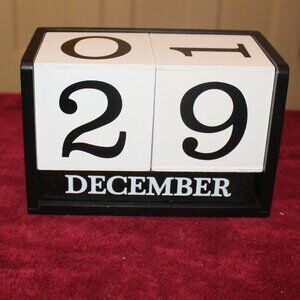 Wood Desk Calendar Block Decor